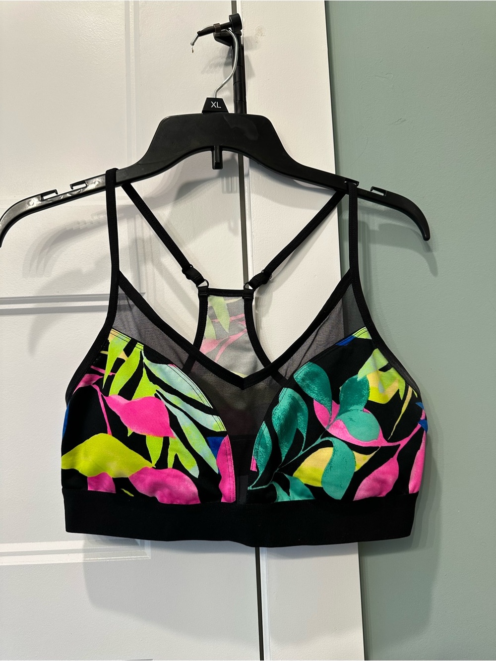 Women’s Black Floral Mesh Bralette - Multicolor